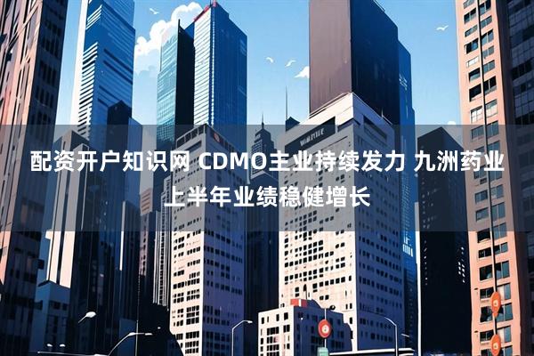 配资开户知识网 CDMO主业持续发力 九洲药业上半年业绩稳健增长